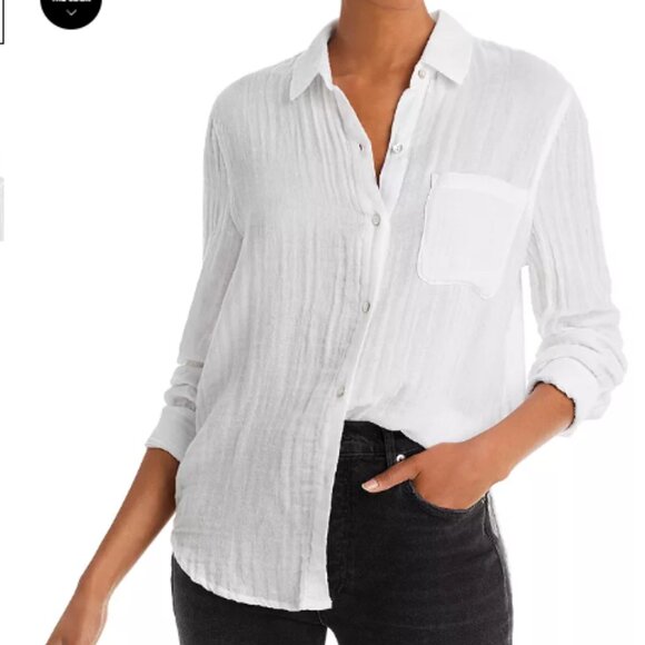 Rails Ellis White Gauze‎ Button Down Shirt Top Medium Lightweight Organic Cotton - Picture 7 of 16